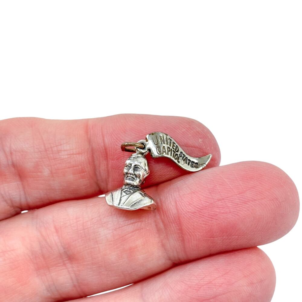 Vintage Sterling Silver 925 Abraham Lincoln United States Capitol Charm